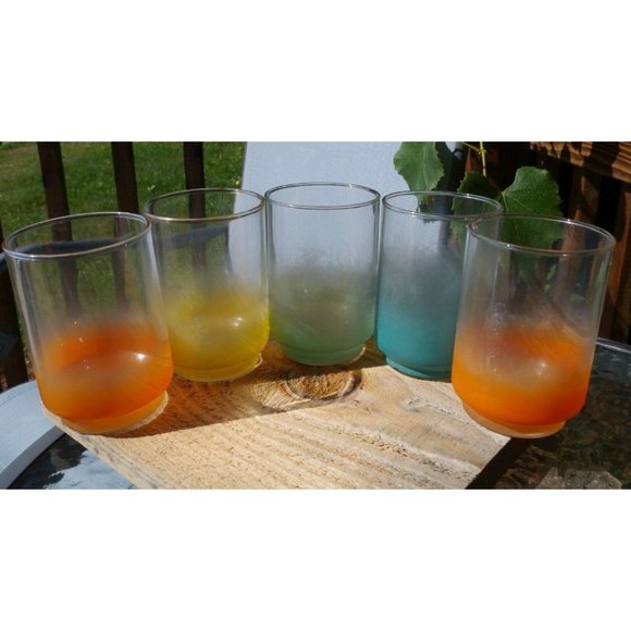 Libbey Other - Set of 5 Vntge MCM Libbey Glass Blendo Barware Tumblers Drink Ware Glasses 12 oz